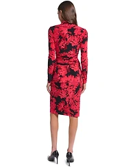 Calvin Klein Women's V-Neck Floral-Print Long-Sleeve Sheath Dress