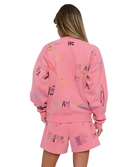 Mayfair Juniors' Somebody Loves You Graphic Long-Sleeve Cotton-Blend Sweatshirt
