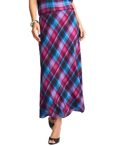 Vince Camuto Women's Bias Plaid A-Line Maxi Skirt