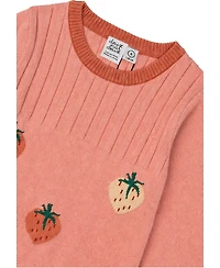 Deux par Deux Girls' 4-16 Strawberry Jacquard A-Line Ribbed Sweater Dress