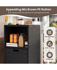 Costway Outdoor Storage Cabinet with Storage Shelves and Removable Drawer for Porch
