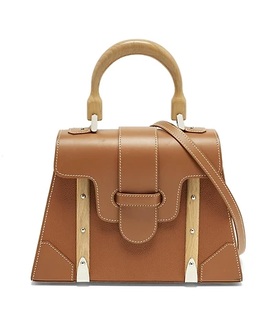 Pre-Owned Goyard Saigon Pm Leather and Wood Top Handle Bag
