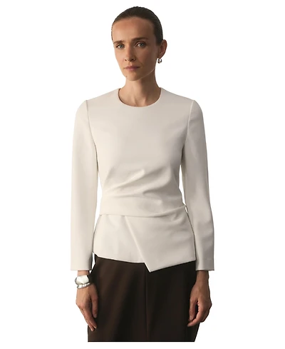 The Fold Women's Malone Long-Sleeve Peplum Blouse