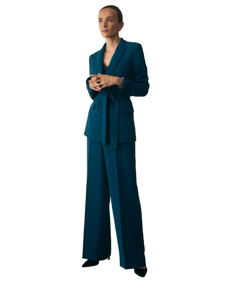The Fold Women's Almeida Longline Wrapped-Waist Blazer
