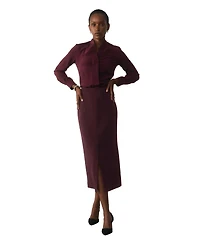 The Fold Women's Bowery Stretch Silk V-Neck Long-Sleeve Blouse