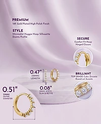 Rachel Glauber Elegant Extra Mini Huggie Hoop Earrings White Gold Plated or 14K