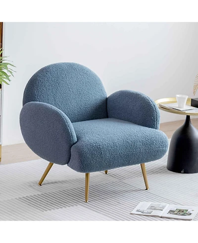 Dyhome Teddy Upholstered Armchair, Modern Accent Chair with Metal Legs