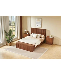 Streamdale Furniture Queen Wood Platform Bed with Footboard Bench and Storage