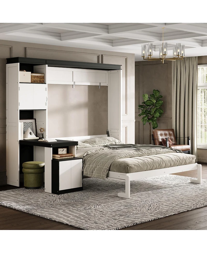 Streamdale Furniture Full Size Murphy Bed with Desk and Storage Shelves and Cabinets