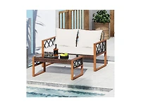 Boyel Living 2 Pieces Patio Pe Wicker Furniture Set Outside Conversation Set for Porch