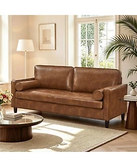 Streamdale Furniture Classic Tufted Faux Leather Sofa with Wood Legs