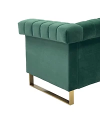 Streamdale Furniture Modern Retro Green Velvet 3-Seater Sofa with Gold Accents