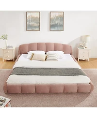 Streamdale Furniture King Size Chenille Upholstered Curved Platform Bed