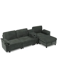 Streamdale Furniture Modern Modular Sectional L-Sofa with Storage and Cup Holders