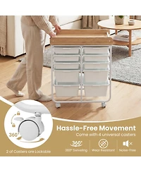 Sugift 10-Drawer Rolling Cart with Wooden Tabletop Side Handles and Lockable Wheels