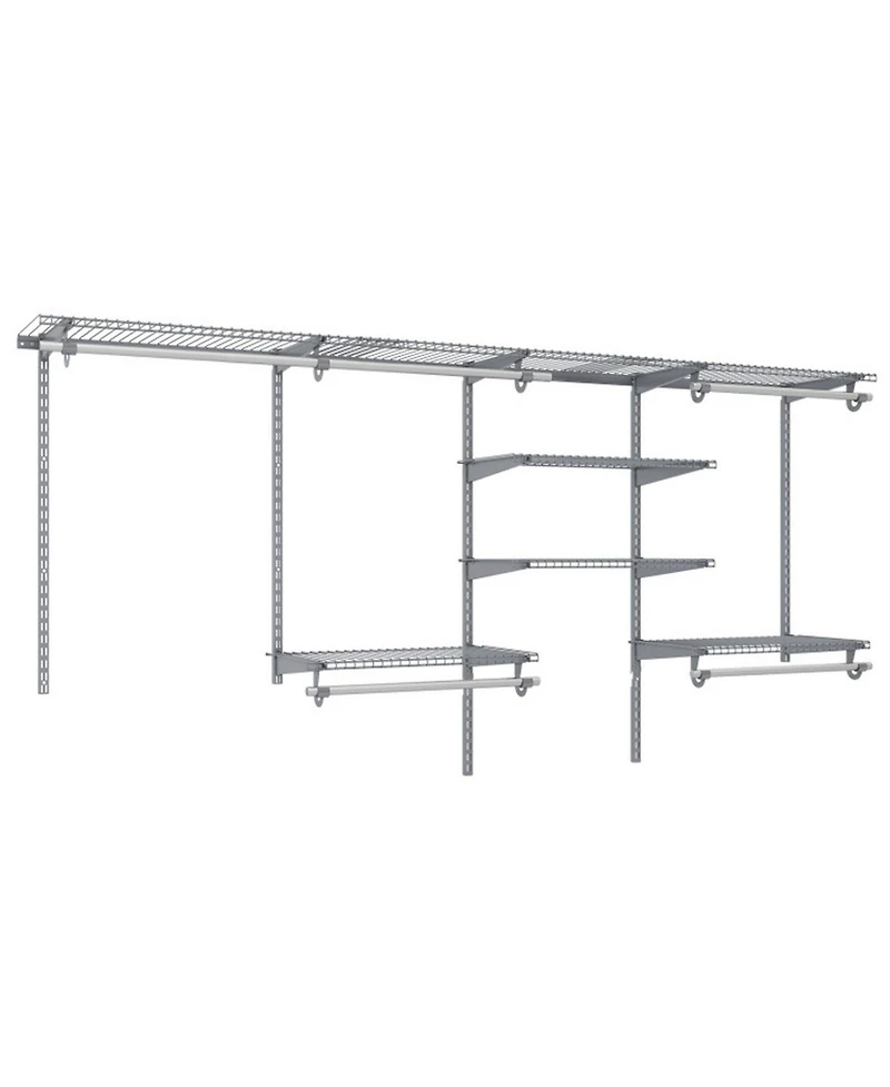 Sugift 4 to 8 Feet Closet Organizer System with Hanging Rods and 7 Storage Shelves Wall Mounted