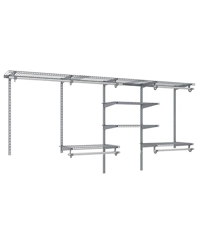 Sugift 4 to 8 Feet Closet Organizer System with Hanging Rods and 7 Storage Shelves Wall Mounted