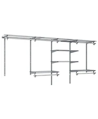 Sugift 4 to 8 Feet Closet Organizer System with Hanging Rods and 7 Storage Shelves Wall Mounted