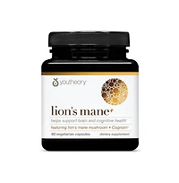 Youtheory Lion's Mane Plus Mushroom Supplement with Cognizin Offers Focus and Brain Support 60 Vegetarian Capsules