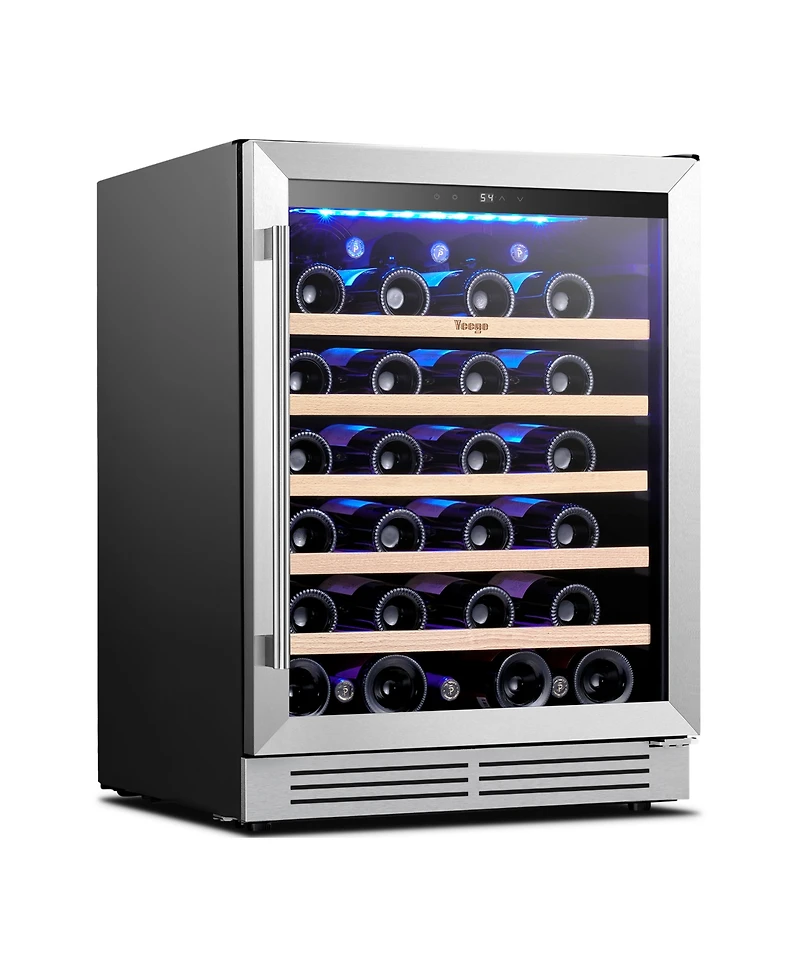 Yeego 24" Wine Refrigerator 5.12 Cu.ft Cooler Single Zone Under Counter Fridge,40degree(s)F-65degree(s)F Wine Fridge,Freestanding/Built-in