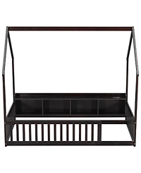 Streamdale Furniture Twin House Floor Bed with Storage, Led, Charging Station