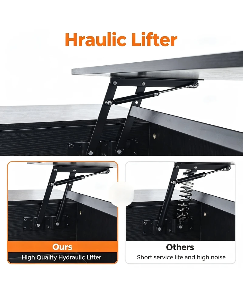 Streamdale Furniture Wood Lift Top Coffee Table with Hidden Compartment and Storage Shelf
