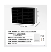 Slickblue 36-Compartment Wood File Organizer with Removable Shelves for Mail, Documents and Paper