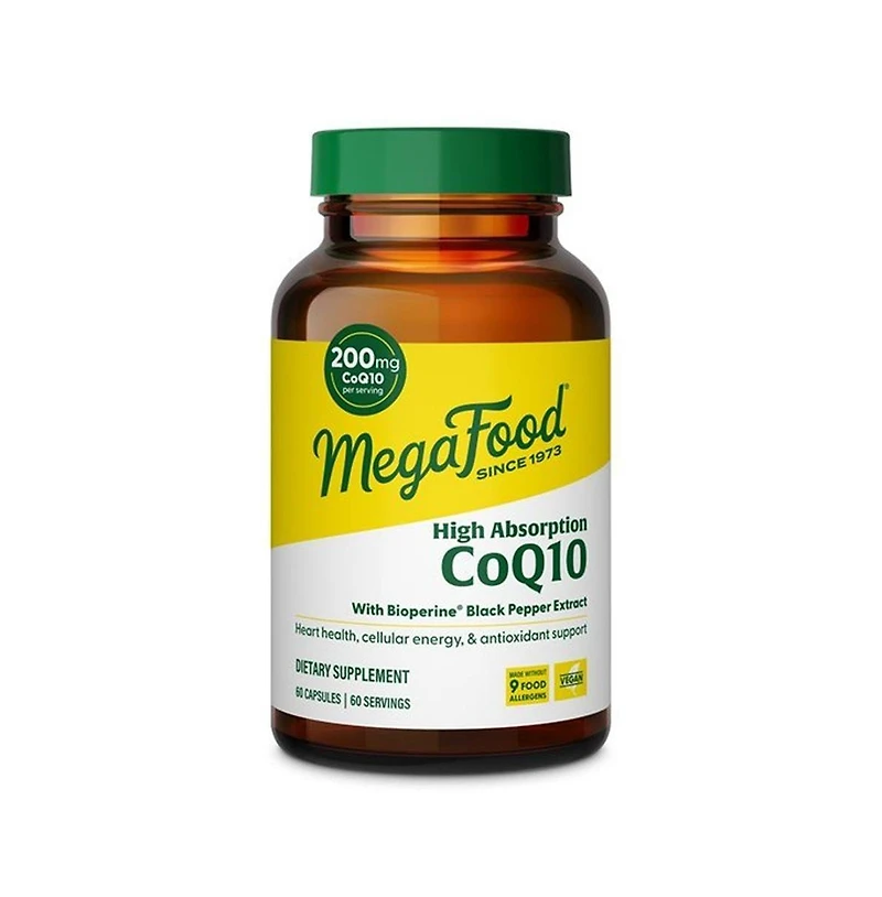 MegaFood High Absorption CoQ10 200mg Per Serving With Black Pepper, 60 Capsules