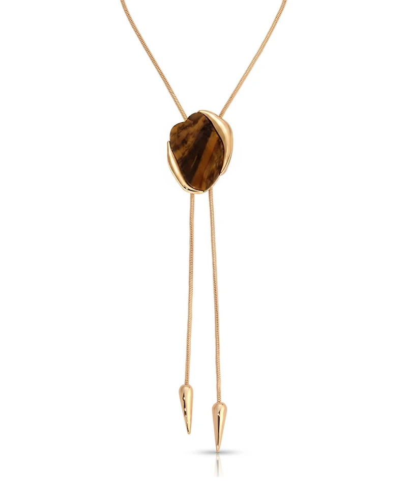 Ettika 18k Gold-Plated Tiger's Eye Statement Bolo Necklace