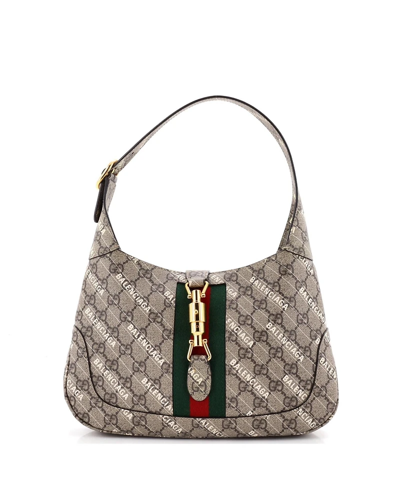 Pre-Owned Gucci Small x Balenciaga The Hacker Project Jackie 1961 Hobo Gg Coated Canvas