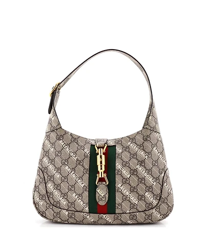 Pre-Owned Gucci Small x Balenciaga The Hacker Project Jackie 1961 Hobo Gg Coated Canvas