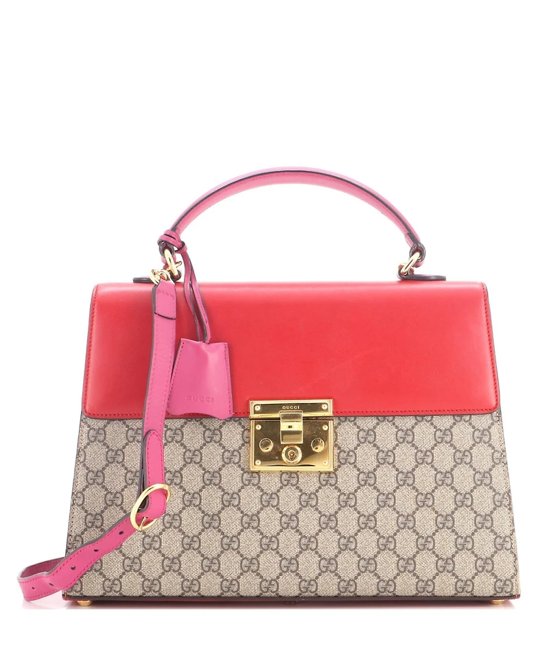 Pre-Owned Gucci Medium Padlock Top Handle Bag Gg Coated Canvas and Leather