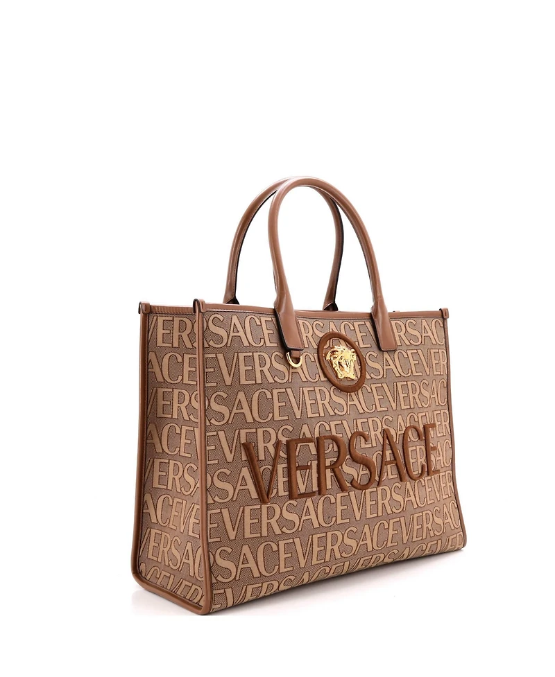 Pre-Owned Versace Large Allover Medusa Tote Printed Jacquard Canvas