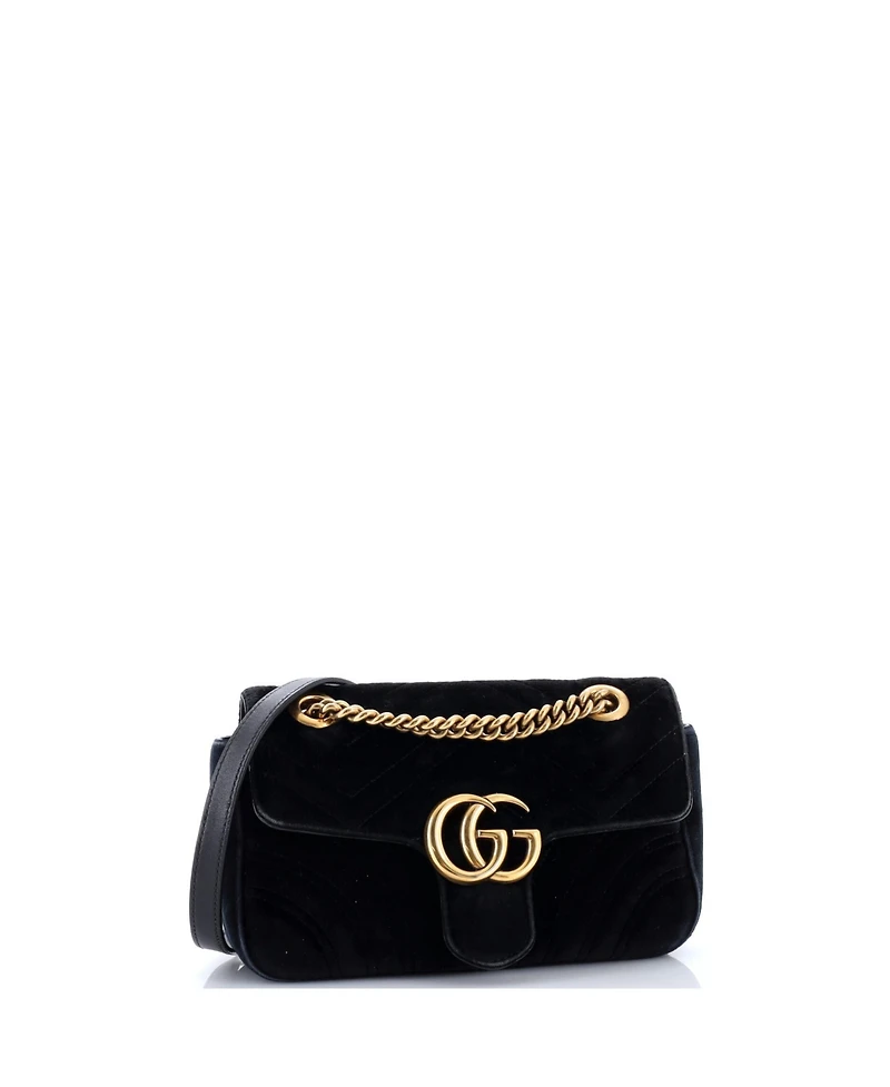Pre-Owned Gucci Mini Gg Marmont Flap Bag Matelasse Velvet