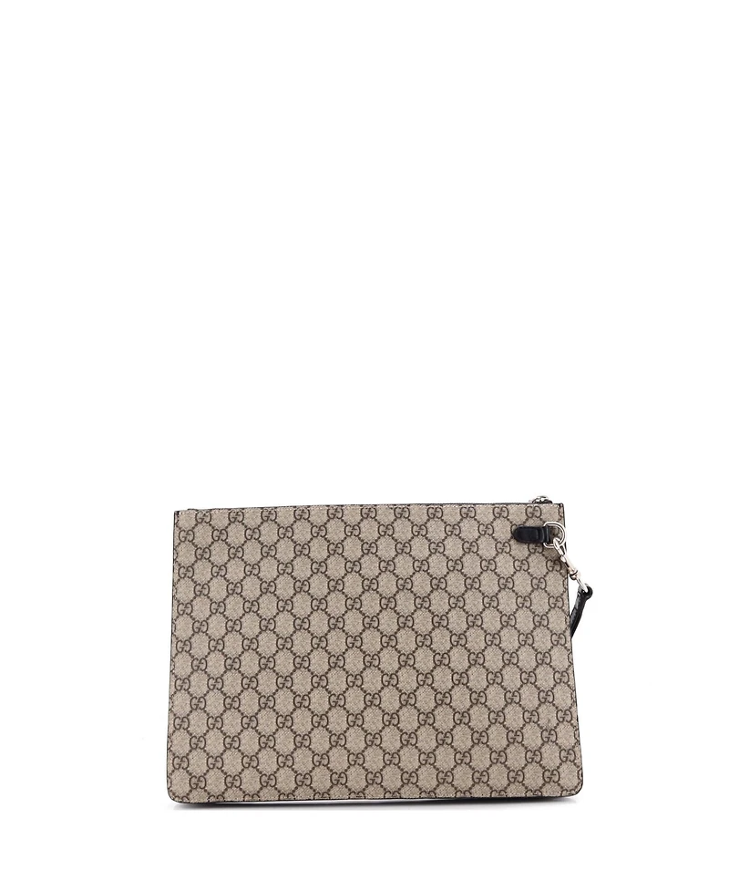 Pre-Owned Gucci Web Wristlet Clutch Gg Coated Canvas
