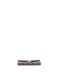 Pre-Owned Fendi F is Fendi Continental Chain Wallet Zucca Embossed Leather