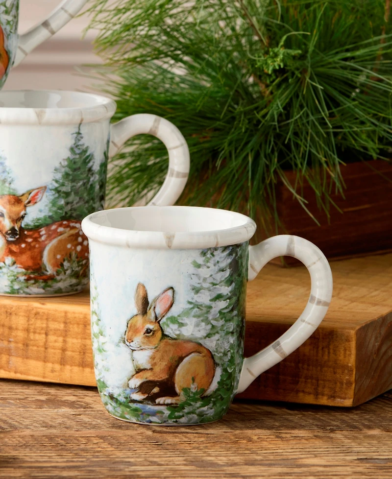 Certified International Winter Cabin Mugs, Set of 4