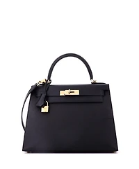 Pre-Owned Hermes Kelly 28 Handbag Black Epsom with Permabrass Hardware