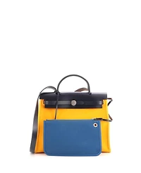 Pre-Owned Hermes 31 Herbag Zip Verso Leather and Toile