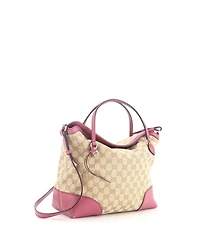 Pre-Owned Gucci Medium Bree Convertible Top Handle Bag Gg Canvas with Leather