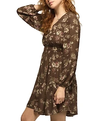 Lucky Brand Women's Long-Sleeve Smocked-Waist Floral Mini Dress