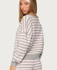 Edikted Women's Abra Striped Crewneck Crop Cardigan