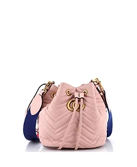 Pre-Owned Gucci Small Gg Marmont Bucket Bag Matelasse Leather