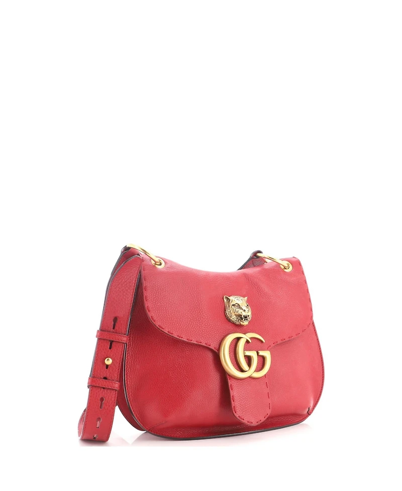 Pre-Owned Gucci Medium Gg Marmont Animalier Shoulder Bag Leather