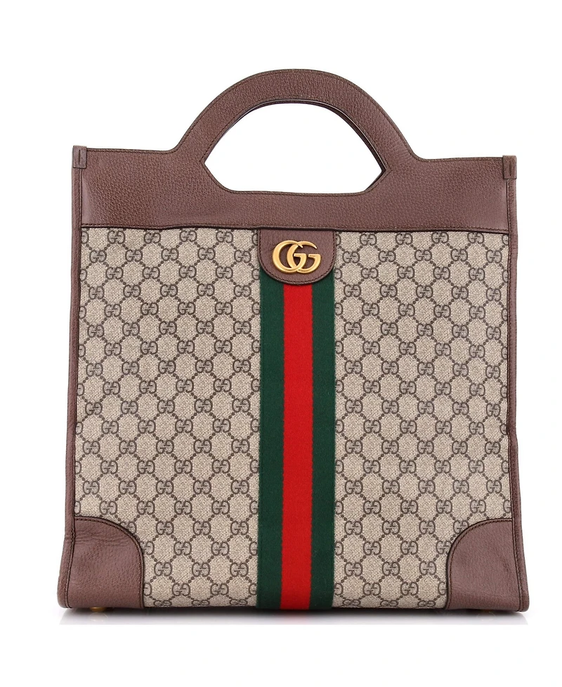 Pre-Owned Gucci Medium Ophidia Cut Out Handle Tote Gg Coated Canvas