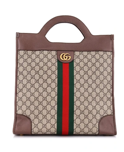 Pre-Owned Gucci Medium Ophidia Cut Out Handle Tote Gg Coated Canvas