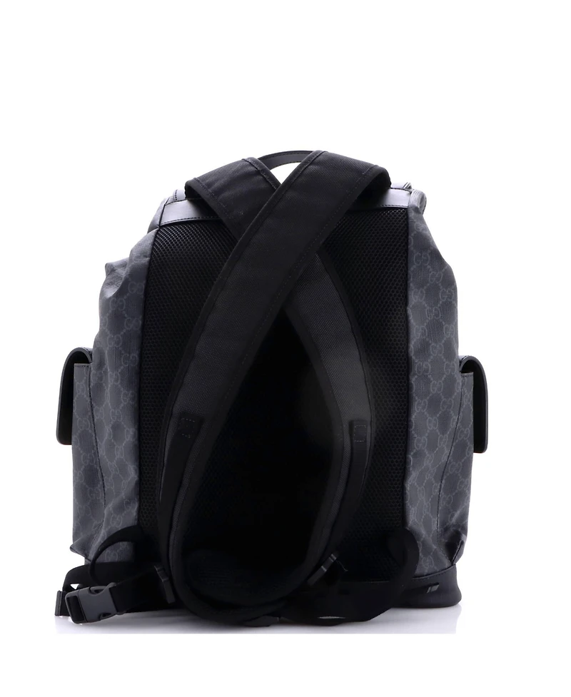Pre-Owned Gucci Large Double Pocket Buckle Backpack Gg Coated Canvas