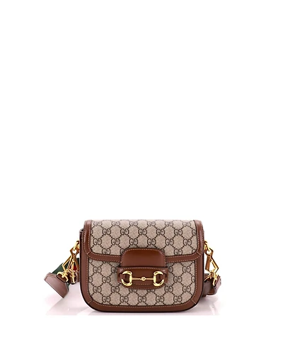 Pre-Owned Gucci Mini Horsebit 1955 Shoulder Bag Gg Coated Canvas with Leather