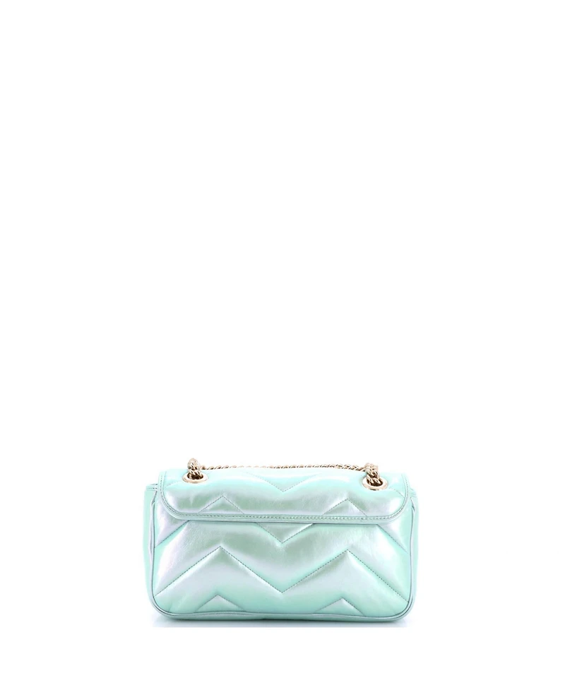 Pre-Owned Gucci Small Gg Marmont Flap Bag Chevron Iridescent Leather