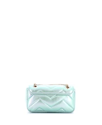 Pre-Owned Gucci Small Gg Marmont Flap Bag Chevron Iridescent Leather